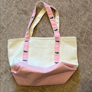 Canvas Tote Bag with Pink Accents and Green Gator 🐊 Embroidery